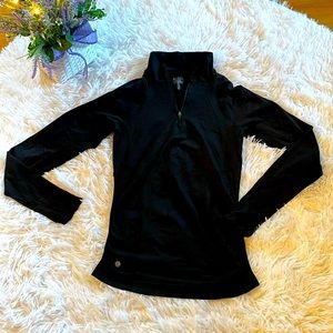 Athleta Long Sleeve XS Black Athletic 3/4 Zip Pullover stretch compression